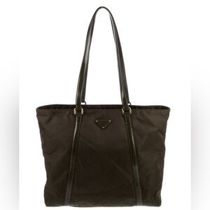 Prada Spazzolato-Trimmed Tessuto Shopping Tote. Very Good Condition